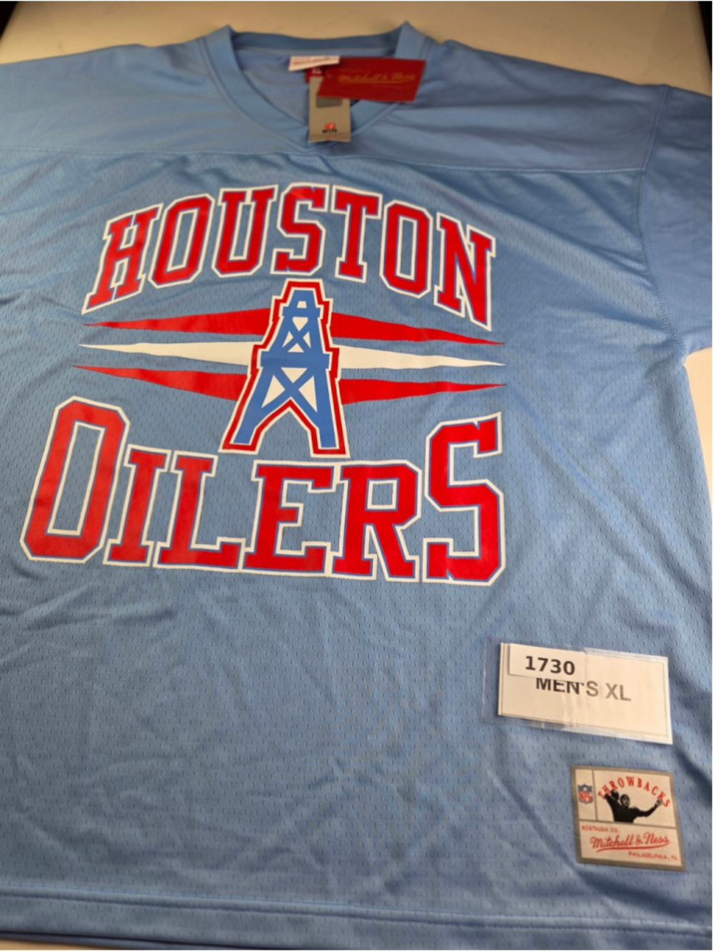 Men's Mitchell & Ness Houston Oilers Jersey XL Blue Red NWT New #1730
